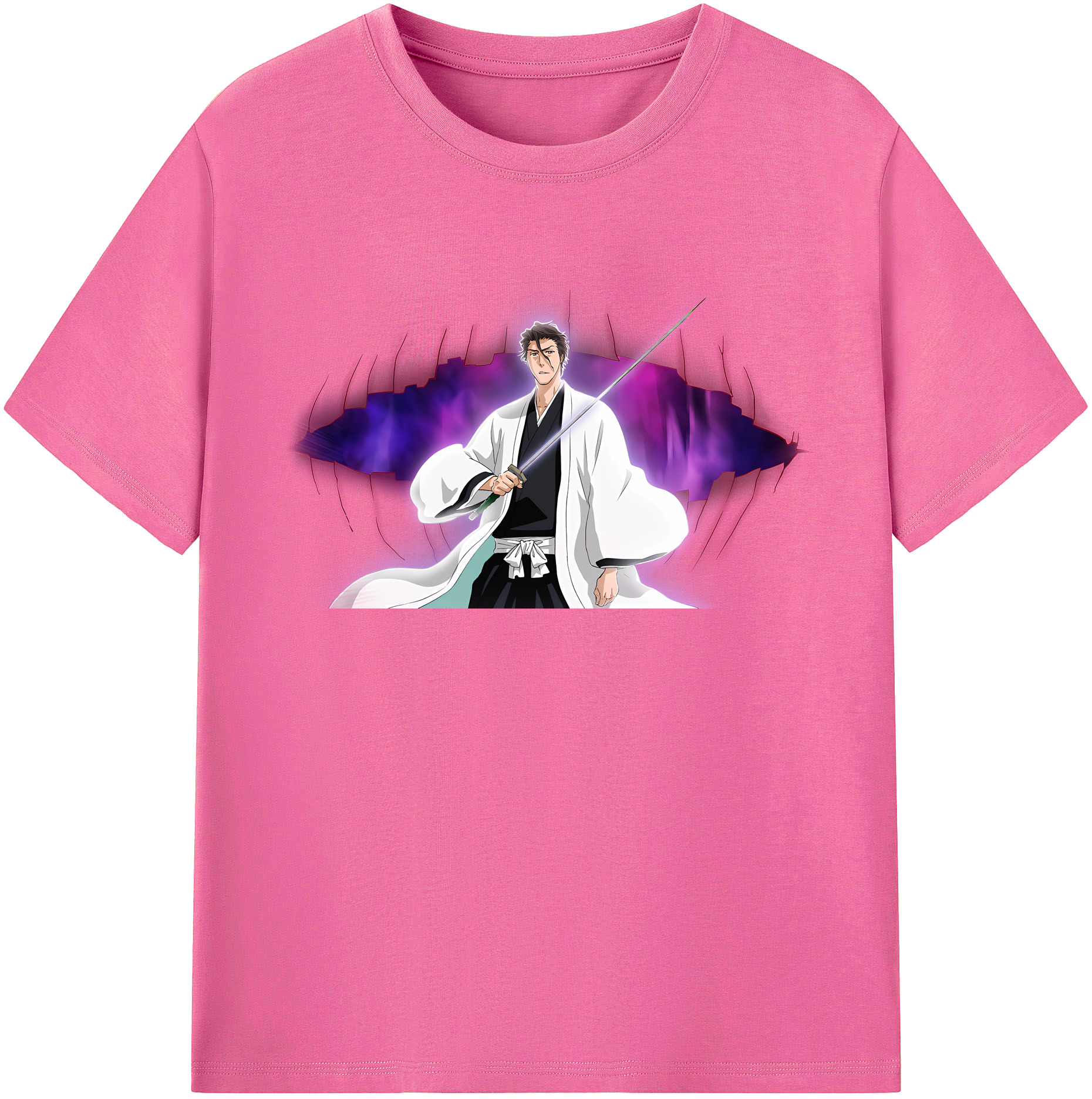 （画像用） ブリーチ 藍染 惣右介（あいぜん そうすけ） BLEACH Aizen Sousuke レディースカジュアルプリントTシャツ（綿100％）